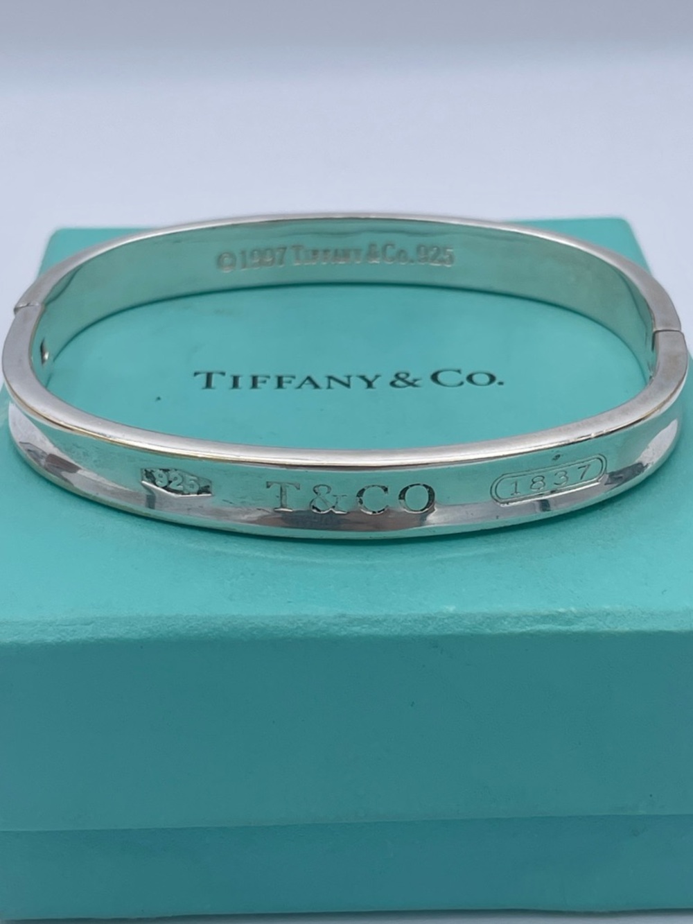 Tiffany & Co. 1837 Sterling Silver 925 Hinged Bangle Bracelet Vintage 1997 - Picture 10 of 12